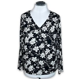 Charter Club PLUS SIZE Women's Long Sleeve V Neck Top Floral Polka Dot 2X